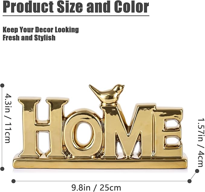 Gold Love Sign Statue - Personalized Home Decor, Bird Sculpture for Living Room, Bedroom, Desktop & Cabinets-Ruum Studio Home