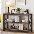 BON AUGURE Rustic Sofa Table Behind Couch, Industrial Console Tables for Entryway, 3 Tier Wood Shelves Entry Table with Storage for Foyer, Hallway, Front Door (47 Inch, Dark Grey Oak)-Ruum Studio Home