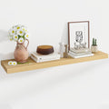 48 Inch Floating Shelves, 12 Inch Deep Floating Shelves for Wall, Large Floating Shelf with Invisible Brackets, Deep Shelves for Bathroom, Bedroom, Living Room, 1 Pack, Natural-Ruum Studio Home