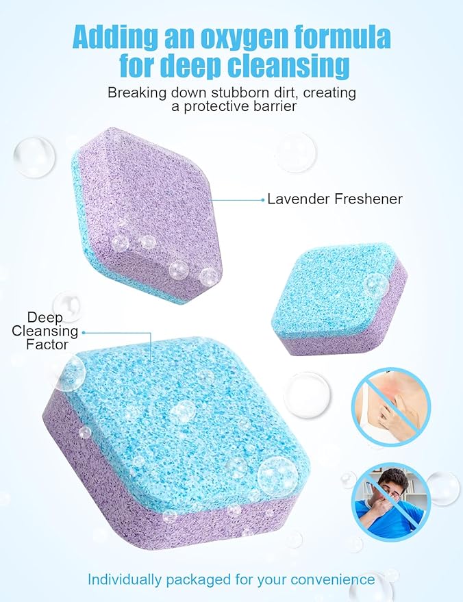 Washing Machine Cleaner Tablet : 12pack/6 Month Supply, washer cleaner table for laundry,top loader,front load or HE washing machine, effective deep cleaner, descaler, remover(Lavender)-Ruum Studio Home