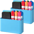 BEYGORM 2 Pack Plastics Magnetic Pen Holder for Refrigerator, Dry Erase Marker Holder for Whiteboard，Magnet School Locker Organizer Accessories, Pencil Cup, Pen Caddy, Classroom Organization(Blue)-Ruum Studio Home