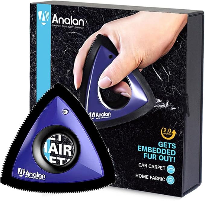 Analan Mini Pet Hair Remover, Triangle Design for Car Interior, Auto Detailing, Carpet, Couch, Furniture, Multi-Color (Sapphire Blue)-Ruum Studio Home