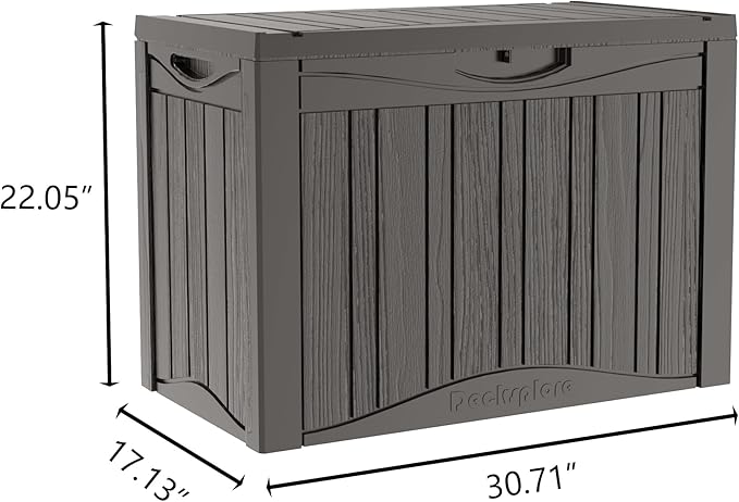 45 Gallon Double-Wall Resin Deck Box - Lockable Waterproof Outdoor Storage Box, 515bs Capacity & Doubles as Seating for Patio Furniture - Garden Tools, Pool Accessories (Brown)-Ruum Studio Home