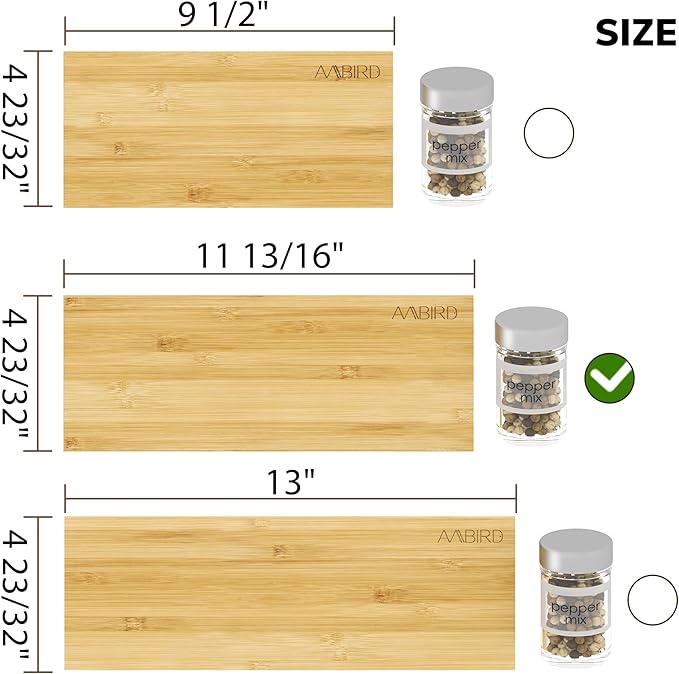 AMBIRD Bamboo Spice Drawer Organizer with Non-slip Mat,4 Tier - 2 Set Jar Spice Rack Tray From 12''to 24'',Hold up 48 Jars Seasoning Organizer for Kitchen,Cabinet,Drawers,Countertop-Ruum Studio Home