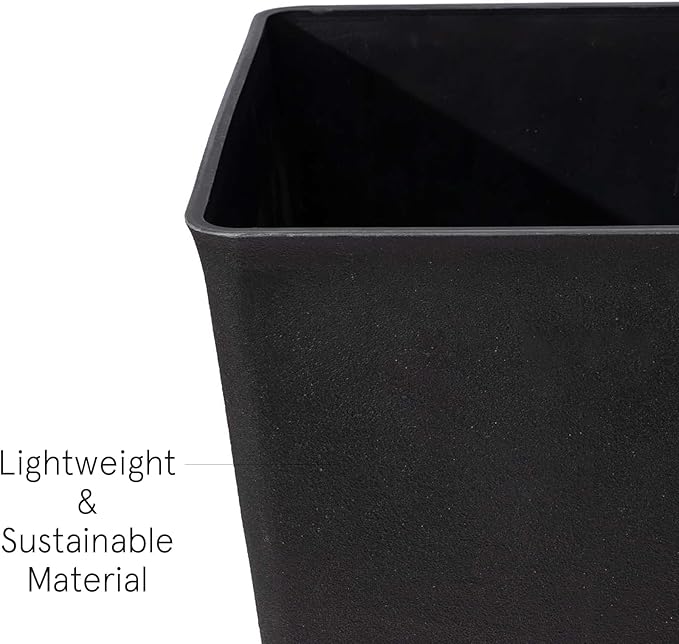 La Jolíe Muse Tall Planters 20 Inch, Flower Pot Pack 2, Patio Deck Indoor Outdoor Garden Tree Planters (Black)-Ruum Studio Home