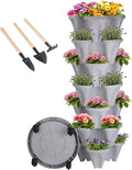 Vertical Planter 7 Tier Stackable Planters Garden Planters Strawberry Herb Flower and Vegetable Planter Indoor Outdoor Gardening Pots with Removable Wheels and Tools-Ruum Studio Home