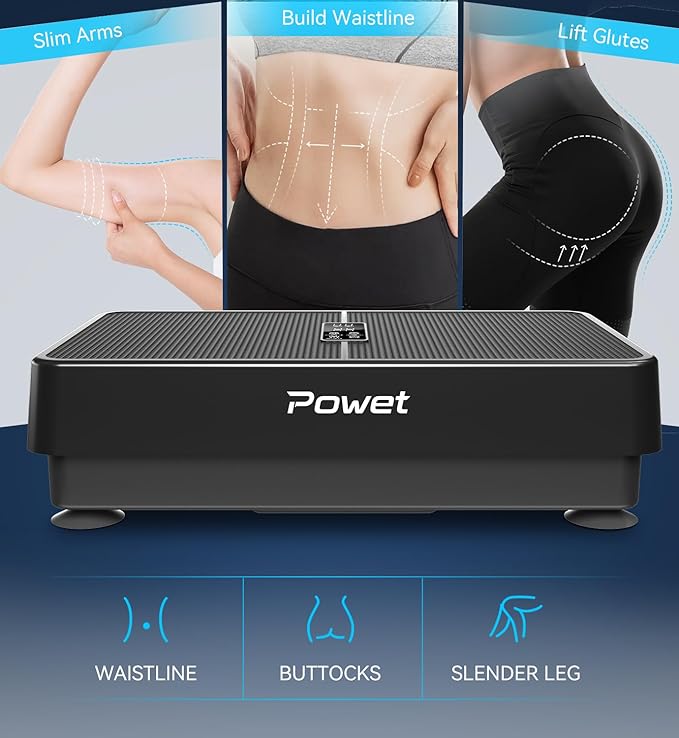 POWET Vibration Plate Exercise Machine, 99 Speed Levels with 5 Setting Modes, 400LBS Whole Body Workout Waver Vibration Plate for Lymphatic Drainage-Ruum Studio Home