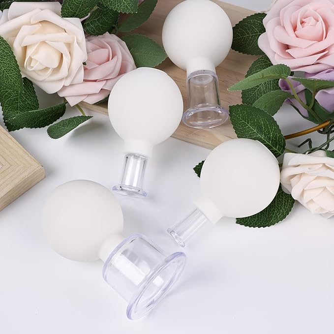 Meifuly Facial Cupping Set, 4 PCS Silicone Vacuum Suction Face Massage Cups, Skin Tightening Kit for Eyes, Face and Body (White)-Ruum Studio Home