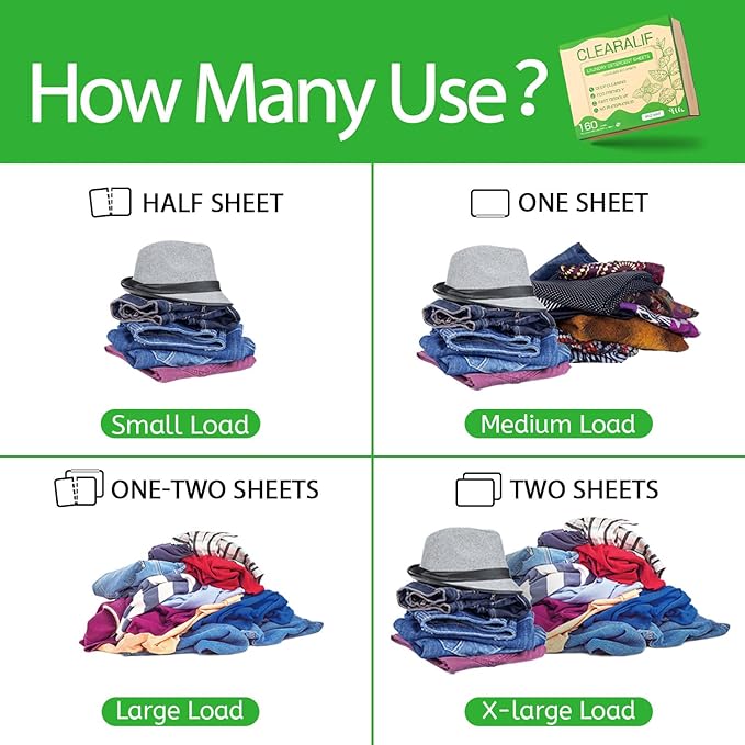 Laundry Detergent Sheets Up to 160 Loads, Wild Mint - Great For Travel,Apartments, Dorms,CLEARALIF Laundry Detergent Strips Eco Friendly & Hypoallergenic - 80 Sheets-Ruum Studio Home