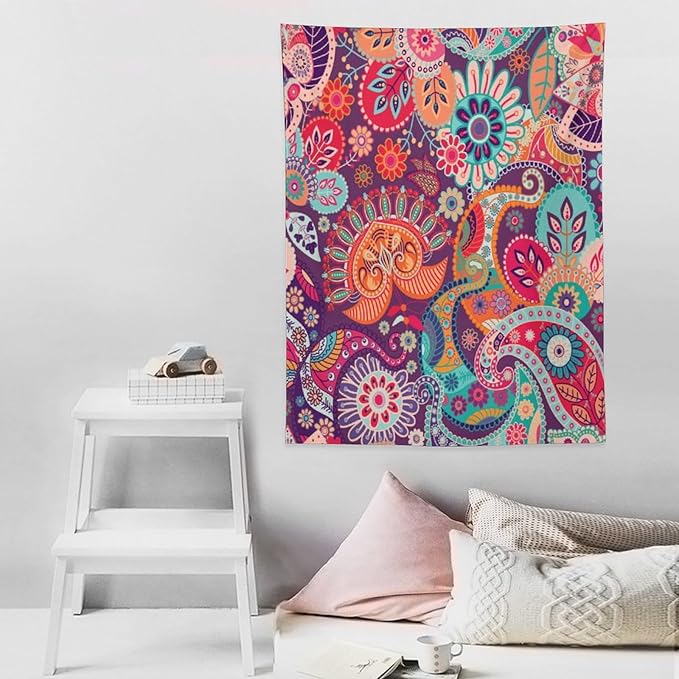 Boho Floral Tapestry, Abstract Mandala Plant Colorful Floral Home Art Wall Hanging for Bedroom Living Room Dormitory 40x60 Inch-Ruum Studio Home