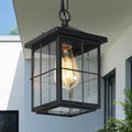 LOG BARN Outdoor Pendant Light Fixture, Farmhouse Exterior Lights, Anti-Rust Ceiling Outdoor Light with Seeded Glass, Lantern Hanging Light for Front Door, Entry, Porch, and Gazebo-Ruum Studio Home