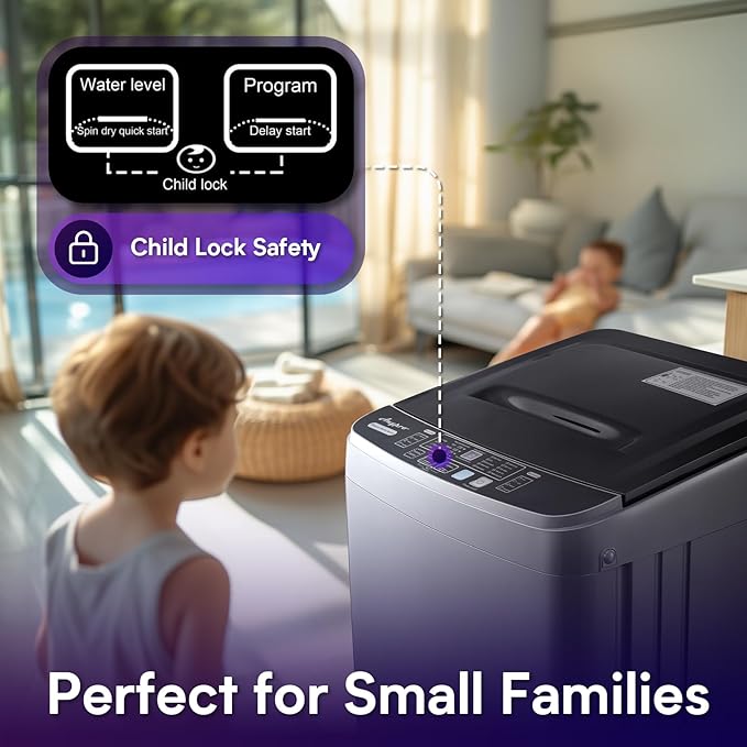 Portable Washing Machines 17.8LBS Full Automatic Clothes Washer and Spinner Combo with 10 Programs and 8 Water Levels, Compact Laundry Wash Spin Dryer for Apartment RV Dorm Home, Grey-Ruum Studio Home