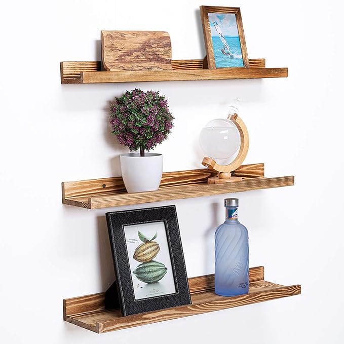 AZSKY Floating Shelves Set of 3, Picture Ledge Shelf, 24 Inches Long Large Nursery Book Shelves for Toys Storage, Kids Bookshelf Wall Mounted for Living Room Bedroom Decor Books Photo Frames-Ruum Studio Home