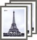 VCK 22x28 Frame Set of 3, Gray Solid Wood Poster Picture Frame, Exclusive Wood Grain, Wall Gallery Frame-Ruum Studio Home