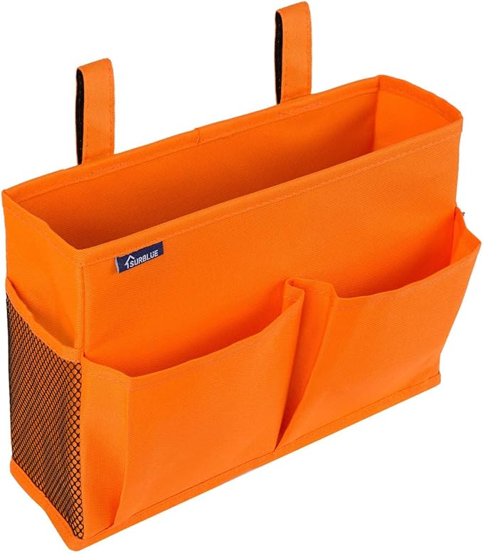 Surblue Caddy Hanging Organizer Bedside Storage Bag for Bunk and Hospital Beds, Orange, Small-Ruum Studio Home