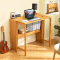 31.5" Bamboo Folding Desk,Space-Saving Computer Desk for Small Spaces, Foldable Study Table for Bedroom, Home Office, Dorm, Apartment（Natural）-Ruum Studio Home