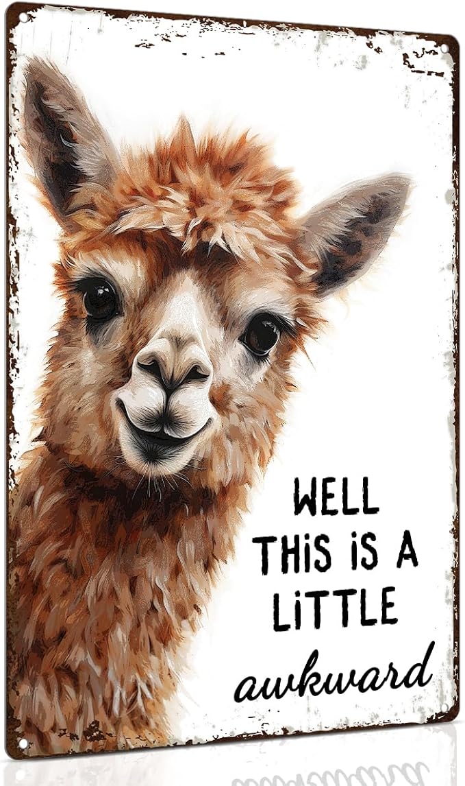 ALKB Funny Alpaca Metal Signs Farmhouse Bathroom Wall Decor Alpaca Lovers Gift 8 x 12 Inch-Ruum Studio Home
