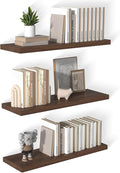 12 Inch Deep Floating Shelves for Wall 3 Pack Floating Shelves Large Storage Space Wall Mount Shelf for Living Room Kitchen Bathroom 36" W x 12" D x 1.2" H Rustic Brown-Ruum Studio Home