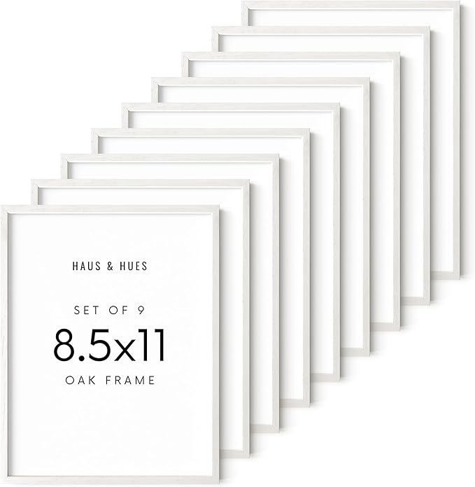 HAUS AND HUES 8.5 x 11 Picture Frame Set of 9 - Certificate Frames 8.5 X 11, 8.5x11 Picture Frame 8.5x11 Frame Natural Wood Frame (White Oak)-Ruum Studio Home