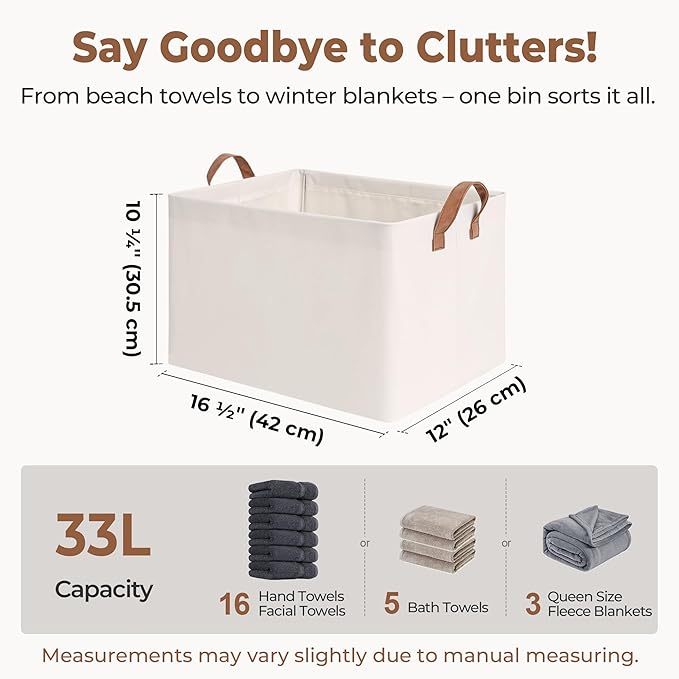 StorageWorks Storage Bins, Shelves Baskets for Organizing, Large Fabric Closet Organizers with Handles, Metal Frame, Natural Color, 2-Pack-Ruum Studio Home