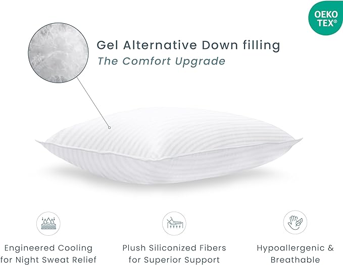 Threadmill Soft Bed Pillows Standard Size Set of 2 | Down Alternative Cooling Bed Pillow for Sleeping | Soft Pillows | 20 x 26 Hotel Pillow, Standard Pillows 2 Pack for Back, Stomach or Side Sleepers-Ruum Studio Home
