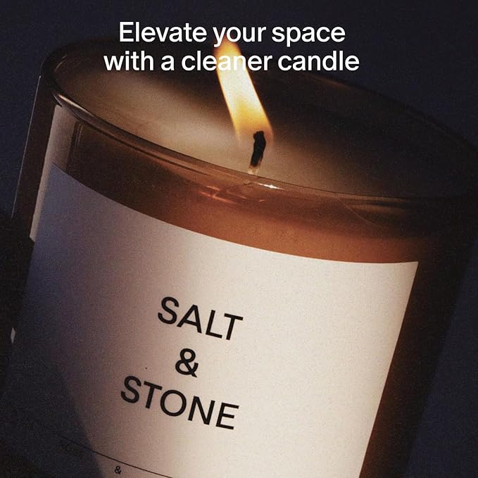 SALT & STONE Scented Candle for Women & Men | Hand-Poured, Aromatic & Fragrant | Coconut & Soy Blend Wax | 100% Cotton Wick | Long-Lasting 50 Hour Burn Time (8.5 oz) (Black Rose & Vetiver)-Ruum Studio Home