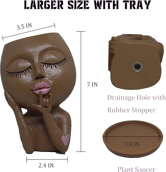 Face Flower Pots Head Planter, Cute Resin Planters for Indoor Outdoor Plants, Macetas para Plantas Funny Head Plant Pot-Ruum Studio Home