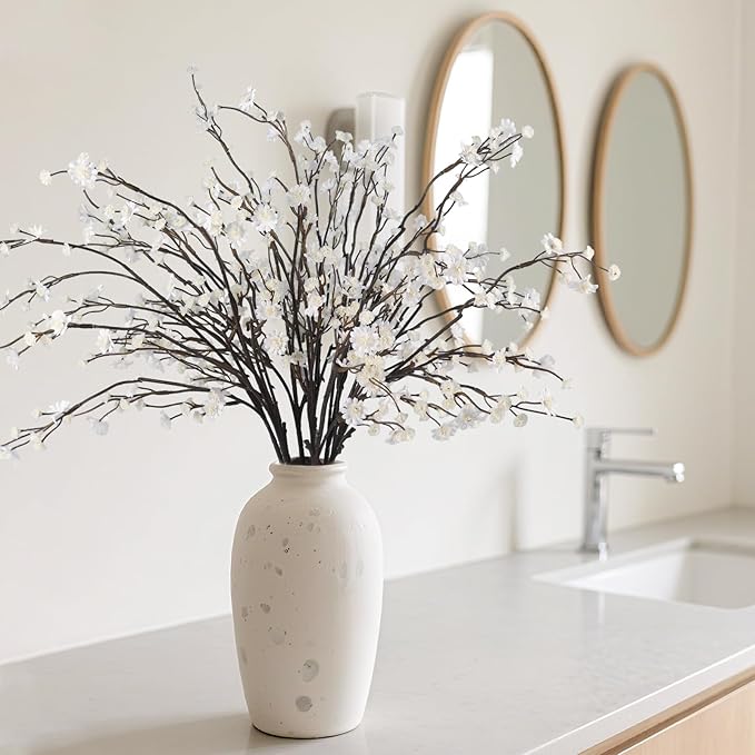 Geegoods 10 Stems White Faux Flowers for Vase – Real Touch Artificial Baby Breath Branches Long Stem for Tall Vase Indoor Home Table Centerpieces Decoration-Ruum Studio Home