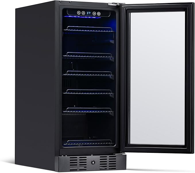 Newair 24" Wine and Beverage Refrigerator 20 Bottle and 70 Can Capacity, Built-in or Freestanding Cooler, Dual Zone Fridge in Stainless Steel with Splitshelf-Ruum Studio Home