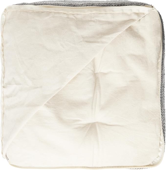 REDEARTH · Tufted Pouf Ottoman with Filler Textured Storage Cube Bean Bag Pouffe Footrest for Living Room, Bedroom, Nursery, Kidsroom; 100% Cotton (17.5"X17.5"X17.5", Melange Delight Gray)-Ruum Studio Home