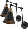 JONATHAN Y JYL7462A-SET2 Rover 7" Farmhouse Industrial Adjustable Arm Metal LED Wall Sconce Rustic Bohemian 2700K 4W Bulb for Entryway Lobby Kitchen Bathroom Bedroom Hallway, Black (Set of 2)-Ruum Studio Home