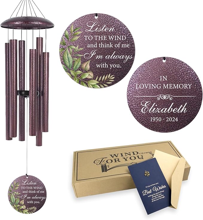 ASTARIN 36" Large Deep Tone Personalized Sympathy Wind Chimes, Memorial Wind Chime for Loss of Mother Father Loved One, Bereavement Gifts Decor Outdoor Patio Garden Graveyard-Ruum Studio Home