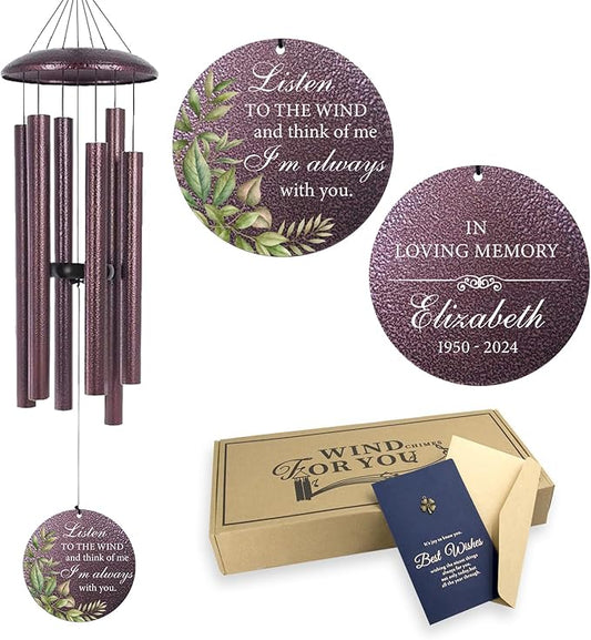 ASTARIN 36" Large Deep Tone Personalized Sympathy Wind Chimes, Memorial Wind Chime for Loss of Mother Father Loved One, Bereavement Gifts Decor Outdoor Patio Garden Graveyard-Ruum Studio Home