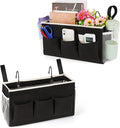 Bedside Caddy Bedside Organizer Bedside Storage Caddy with Fixed Straps and Water Bottle Holder for Home College Dorm Bunk Bed Hospital Bed Crib Bed Rails (2pcs Black)-Ruum Studio Home