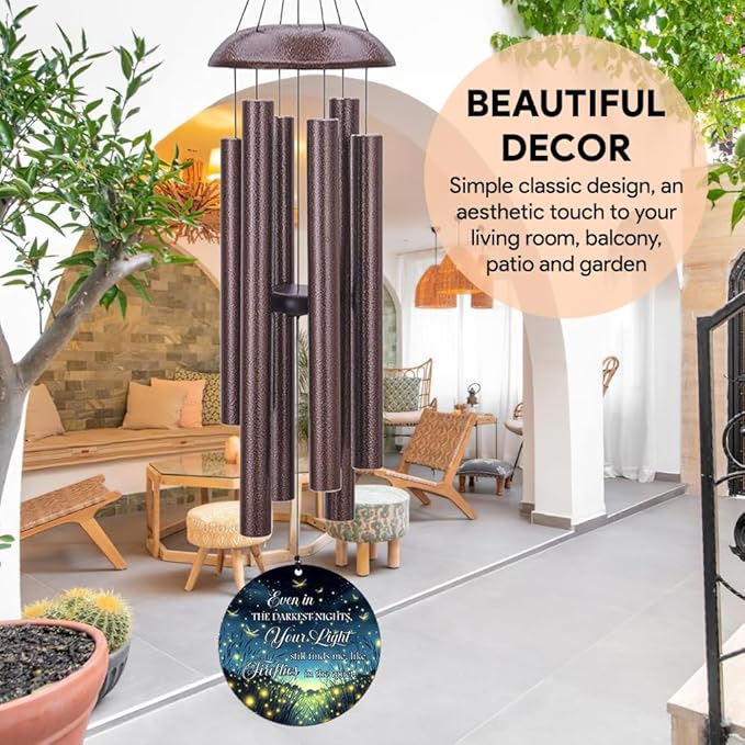 Personalized Sympathy Wind Chimes, 36inch Customized Wind Chime, Memorial Gifts for Loss of Loved One, Wind Chimes in Loving Memory of Dad/Mom, Condolences Gifts for Funeral-Ruum Studio Home