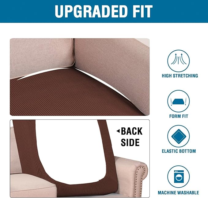 H.VERSAILTEX Super Stretch Individual Chaise Cover Sectional Couch Covers for L Shaped Sofa Both Left/Right Featuring Thick Jacquard Textured Twill Fabric (1 Piece Chaise Cover Large, Burnt Brick)-Ruum Studio Home