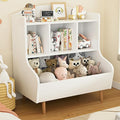 Toy Storage Organizer, 3 Tier Floor Standing Toddler Bookshelf with Legs, 5 Cube Kids Bookshelf and Toy Storage, Book Shelf for Kids Room, Living Room, Nursery, White-Ruum Studio Home
