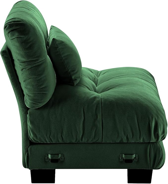 Armless Sofa W/1 Pillow - Green-Ruum Studio Home