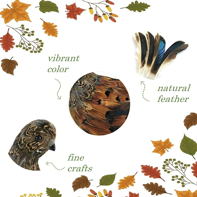 naturevibe 7.5 Inches Feathered Quail Set of 2 Fall Decorations,Artificial Woodland Animals Fall Figurines with Natural Feather as Centerpiece Table Decorations or Autumn Harvest Decor-Ruum Studio Home