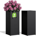 Set of 2 Planter Box Outdoor 30"H x 14.4"W x 13.6"D- Tall Planters for Outdoor Patio/Porch, All-Weather with Anti-dumping Kit, Durable Galvanized Steel, Modern Design for Plants, Flower, Garden-Ruum Studio Home