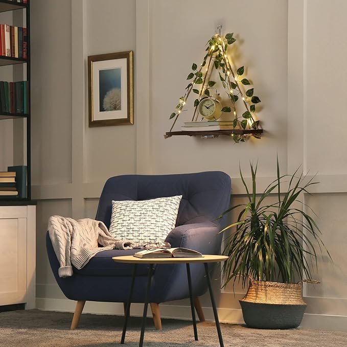 Floating Shelves for Wall,Plant Wall Decor,Hanging Shelf,Cottage Core Decor,Room Decor Aesthetic,Boho Room,Adhesive Shelves,Floating Shelves for No Drilling,Two-Piece Set(Green Leaf)-Ruum Studio Home