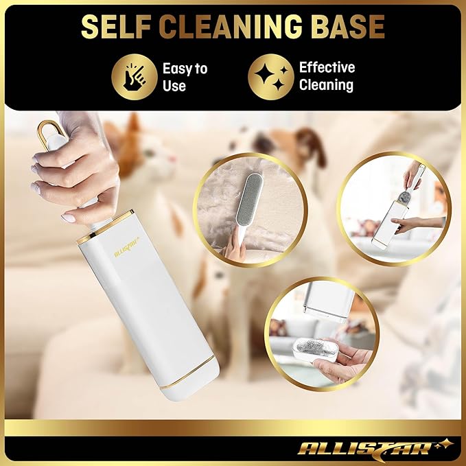 Lint Brush, Pet Hair Remover, Lint Remover for Clothes, Sofa, Carpets, Car Seats. Cat Hair Remover. Dog Hair Remover Laundry. Double-Sided. Reusable. Self-Cleaning Base. ALLISTAR (Snow Peak White)-Ruum Studio Home