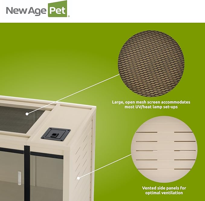 New Age Pet ECOFLEX 60-Inch Mojave Reptile Lounge in Maple- Durable, Moisture-Resistant Wood Plastic Composite Habitat with Vented Side Panels, Removable Sliding Glass Doors & Lock-Ruum Studio Home