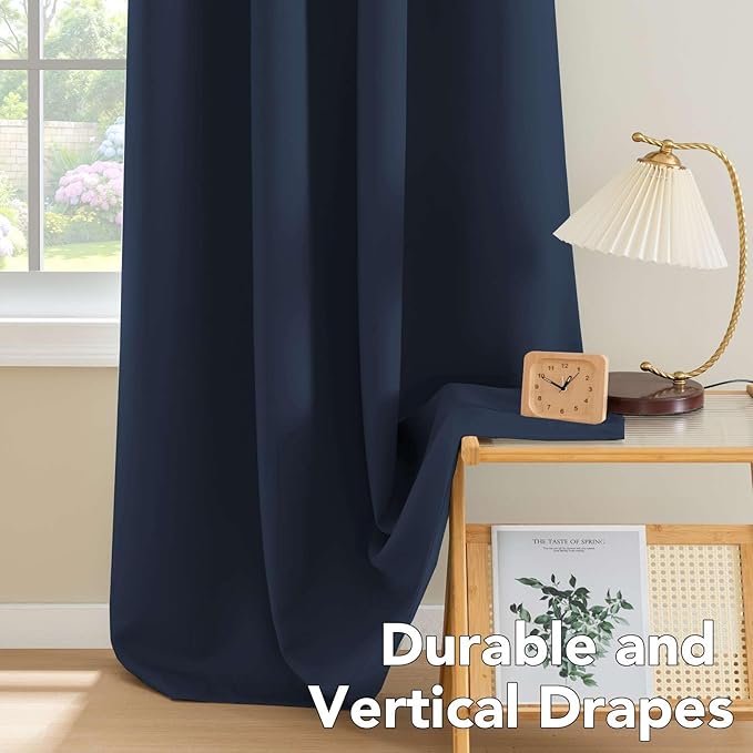 H.VERSAILTEX Premium Blackout Navy Curtains Thermal Insulated Home Fashion Window/Door Panel Drapes for Living Room,Antique Grommets,52" W x 84" L - Set of 2-Ruum Studio Home