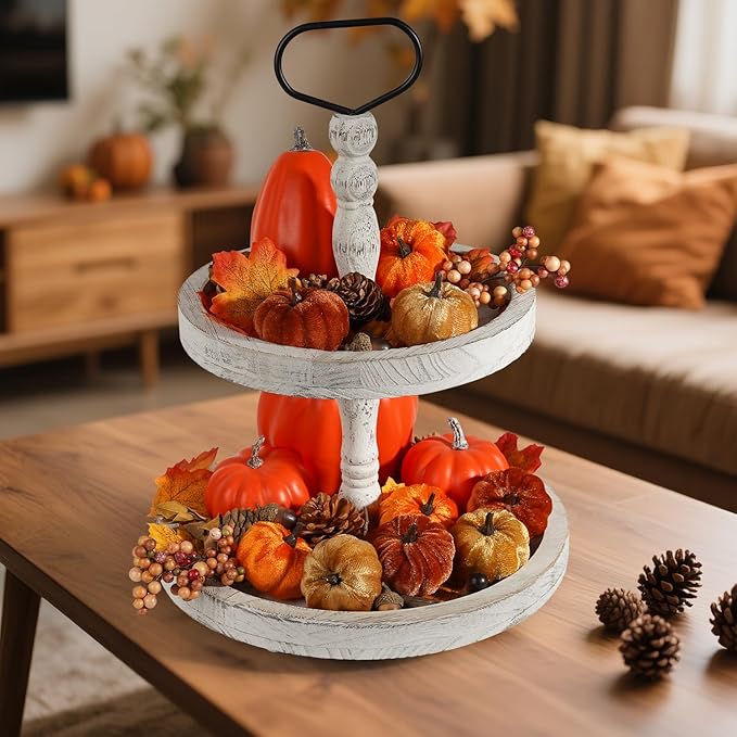 Artmag 51 PCS Artificial Fabric Pumpkins, Fall Harvest Decorations with Acorns, Pinecones, Berries, Maple Leaves for Fall Thansgiving Halloween Decoration-Ruum Studio Home