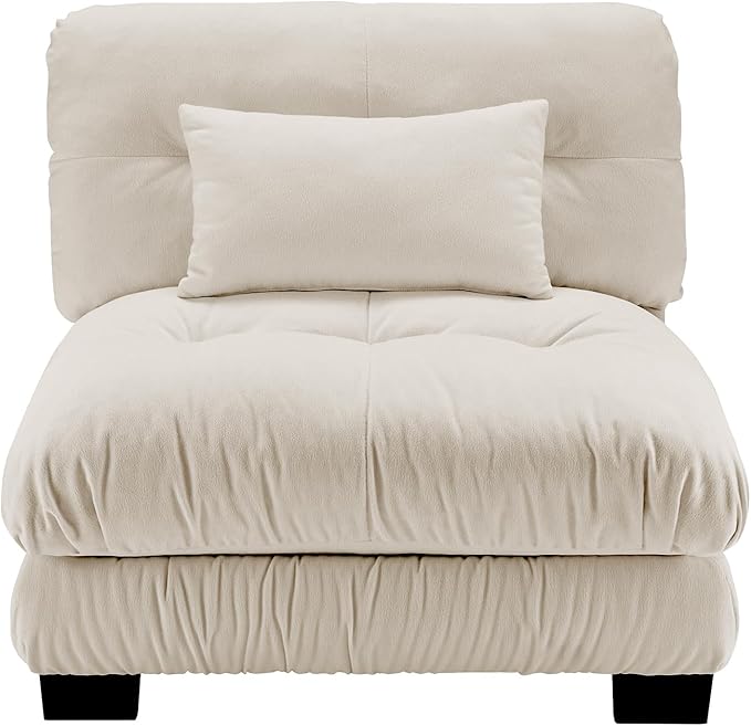Armless Sofa W/1 Pillow - Light Coffee-Ruum Studio Home