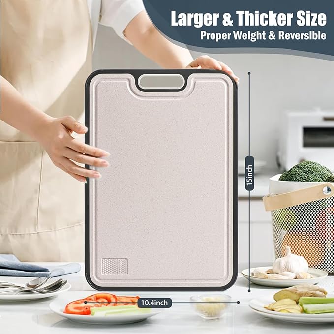 Titanium Cutting Board for Kitchen – Large Double-Sided Food Grade Boards, 16”×11” Pure Titanium & Wheat Straw, Dishwasher Safe, Easy to Clean for Meat, Vegetables & Fruits-Ruum Studio Home
