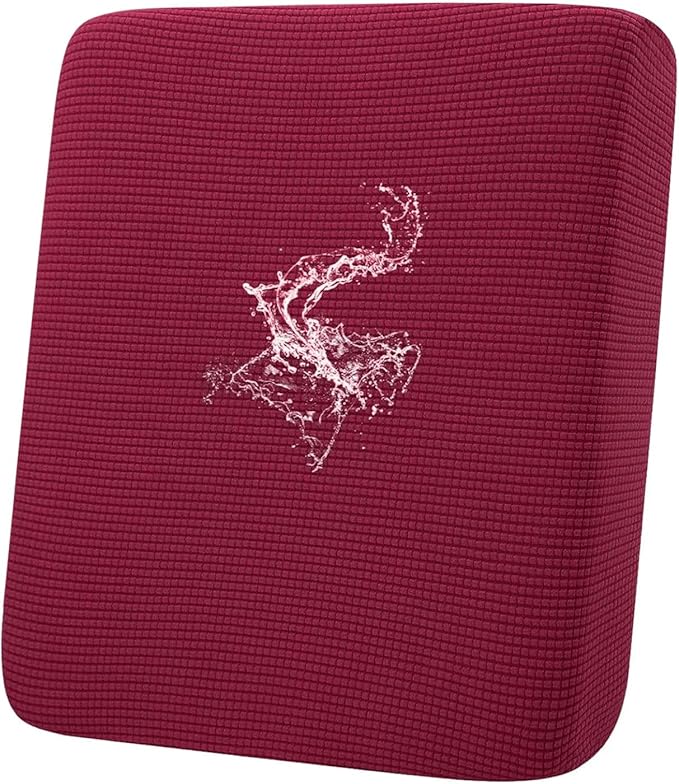 hyha Waterproof Couch Cushion Covers for Pets, Non Slip Sofa Seat Cover for Dogs Washable, Soft Thick Stretch Jacquard Fabric, Sofa Slipcovers with Elastic Bottom (1 Piece for Backrest M, Wine Red)-Ruum Studio Home