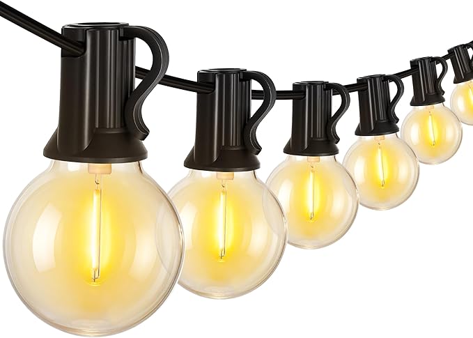 Cccinny Outdoor String Lights 25 FT G40 Globe String Lights with 13 Edison Plastic Bulbs(1 Spare), Waterproof Shatterproof Connectable Hanging Lights for Backyard Porch Balcony Party Xmas Decor-Ruum Studio Home