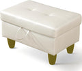 Ottoman Rectangular Storage Ottoman Bench, Faux Leather Footrest, Coffee Table, Stool Footstool with Hinged Lid for Living Room, Bedroom, Entryway, Pearl White, 28.5"x19"x17.5"-Ruum Studio Home
